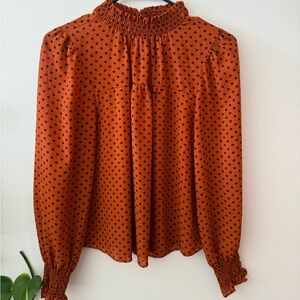 Blouse with dots, high neck, size S